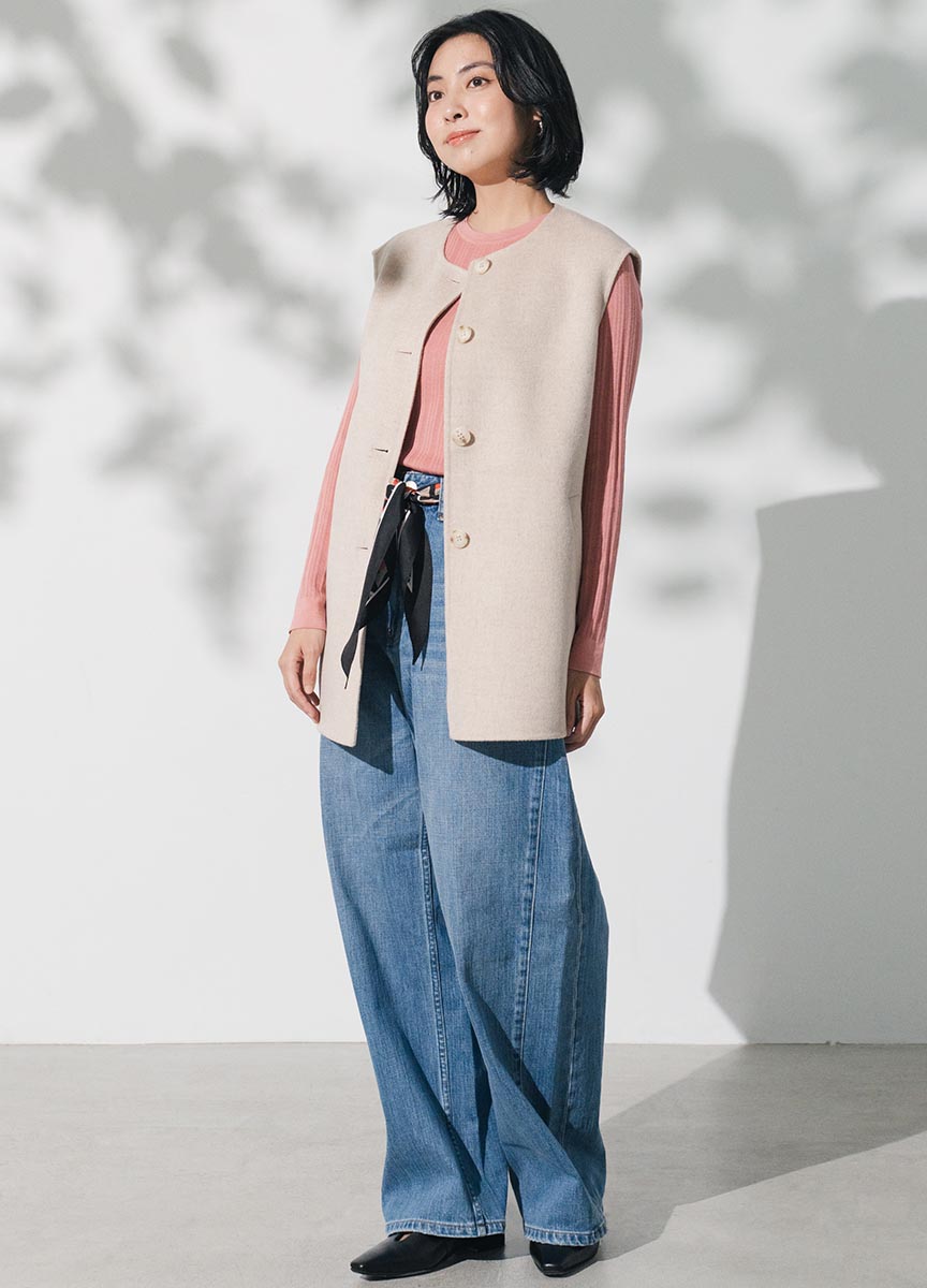 雙面呢圓領背心式大衣